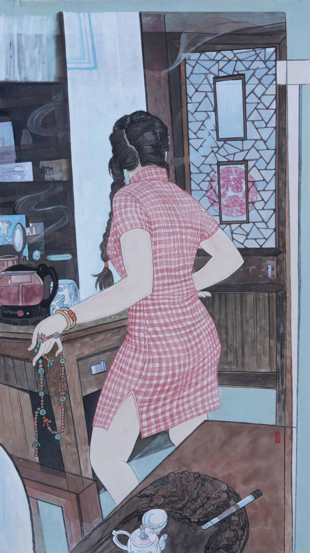 122×240cm  2011  彩墨在桂润年的《知青年代》三联画中,桂润年作品