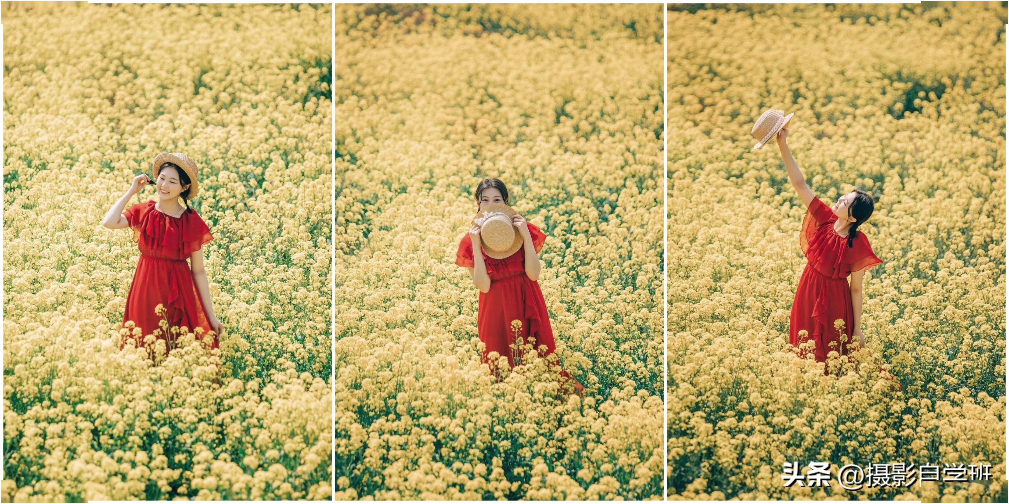 春天手机摄影10个油菜花拍照姿势人美花美照片美