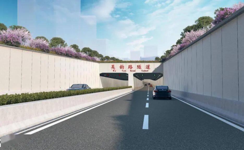 吴韵路隧道北侧在漕湖大道以北设置敞开段,随后以暗埋段下穿漕湖大道