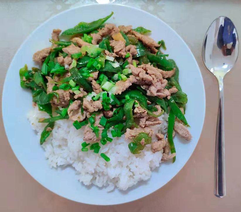 经典盖浇饭,在家15分钟搞定,跟饭店一样好吃_肉丝_里脊肉_小葱