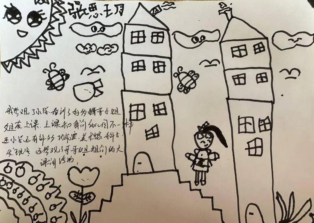 幼儿园参观小学简笔画图片