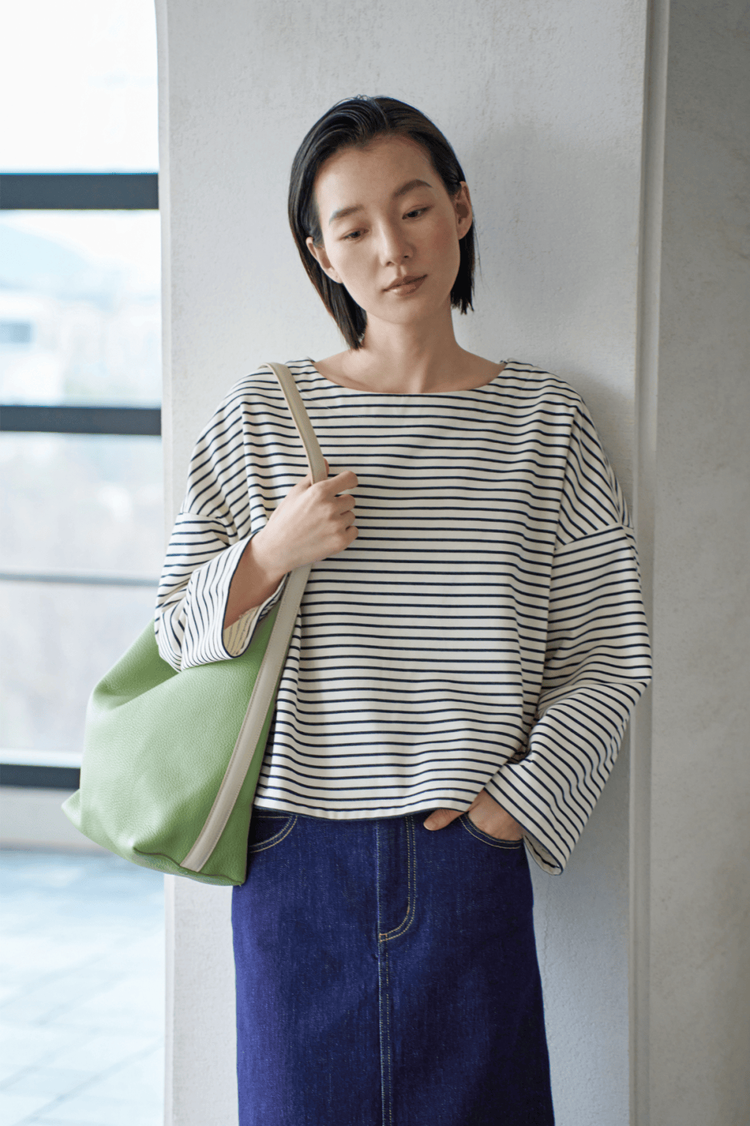 l&h出品||容易藏肉,又能穿好看的箱型条纹衫_姑娘_版型_轮廓