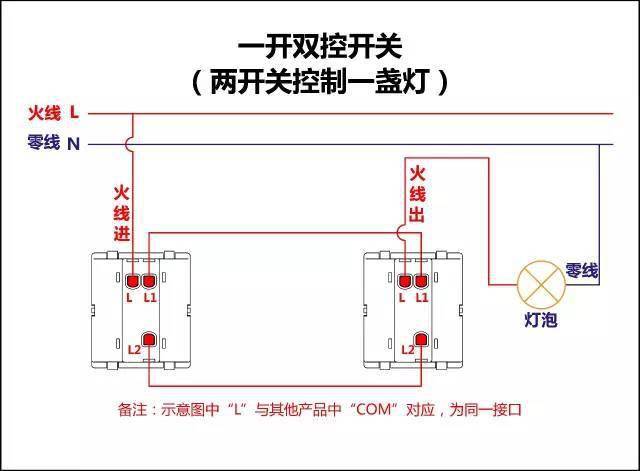 德力西三开双控接线图图片