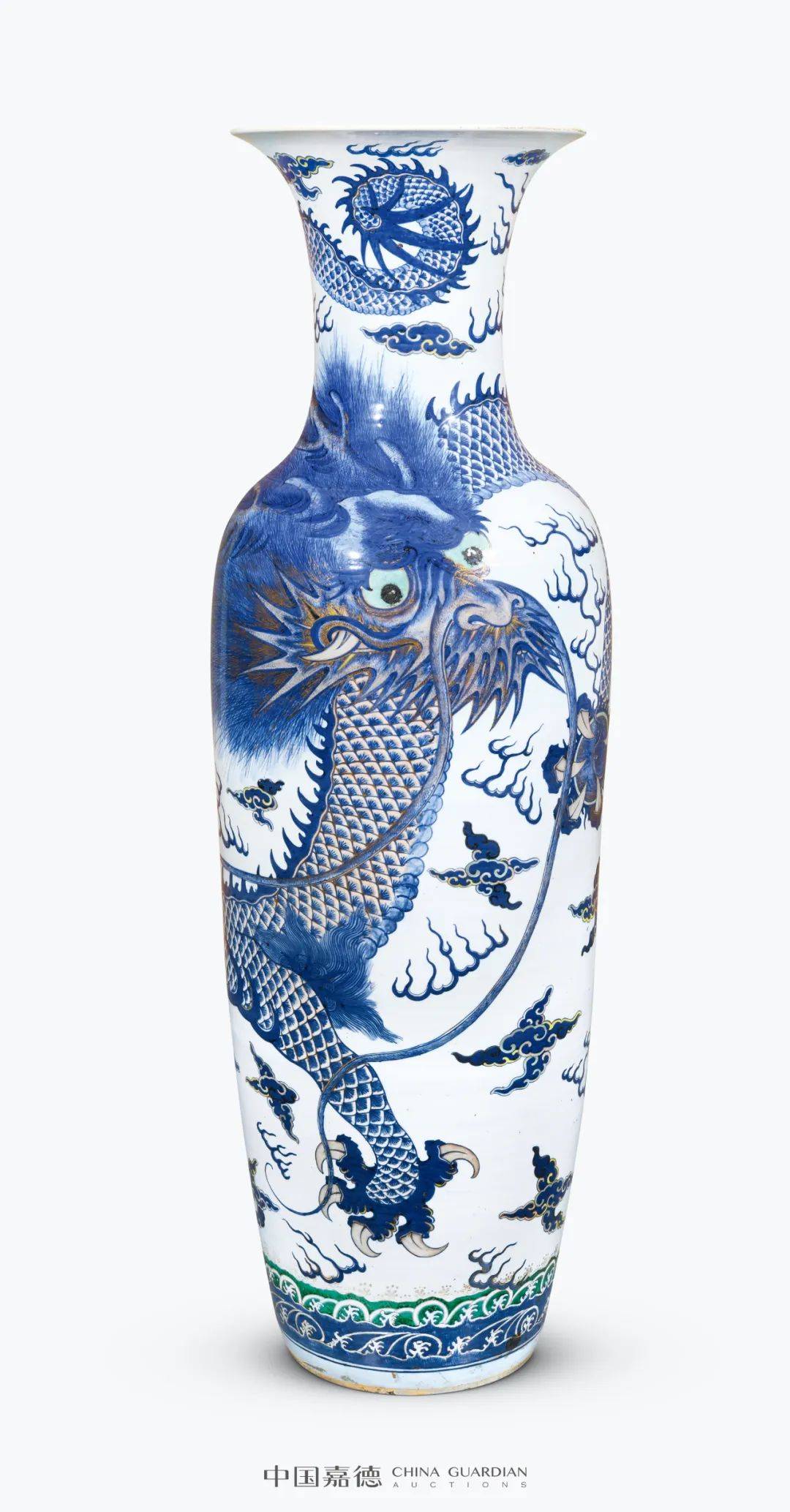 成交价:rmb 598,000高 83 cm清雍正 粉彩掷果盈车人物故事图大将军罐