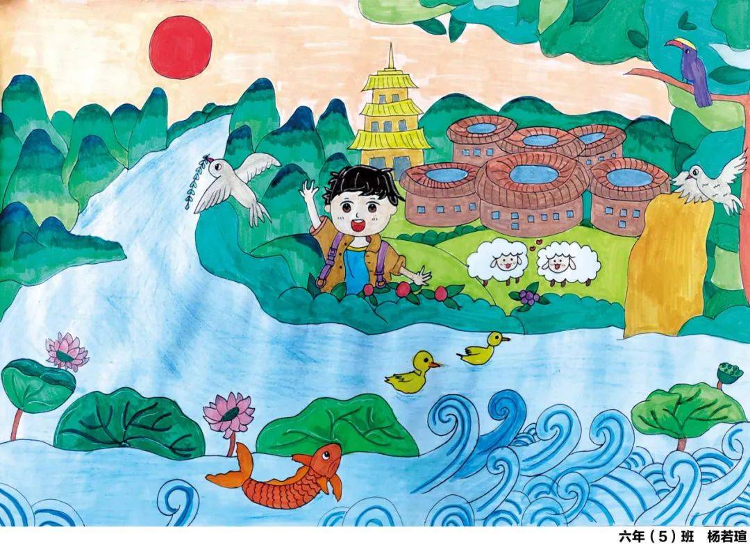中国水周主题绘画图片