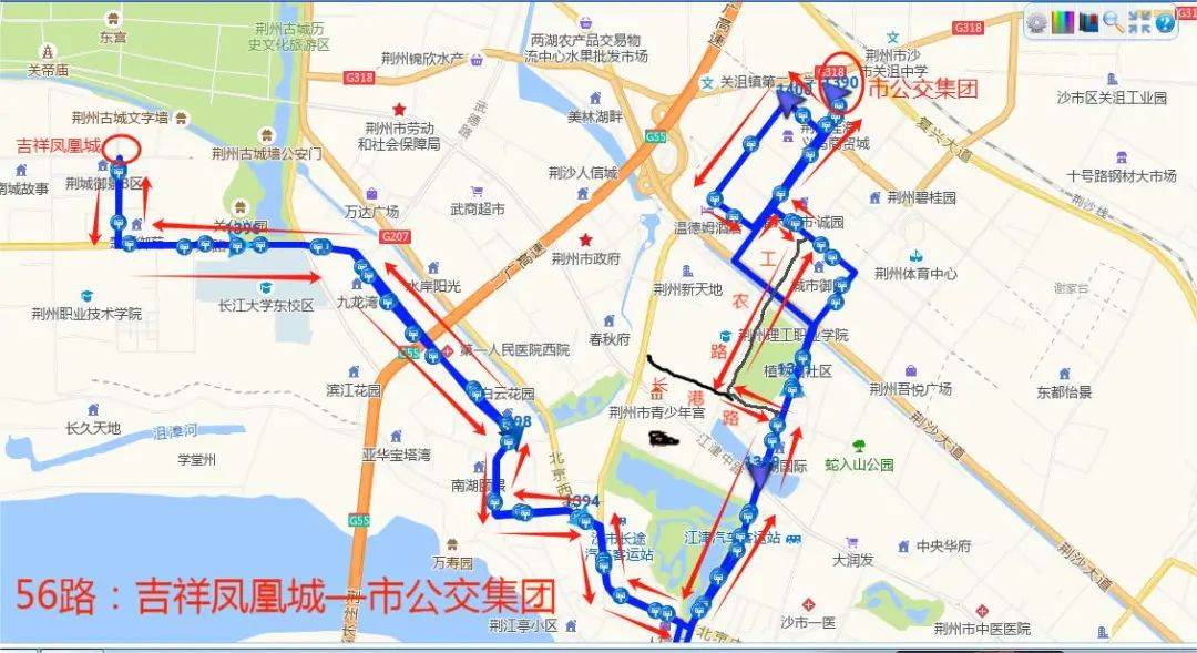 货运城,途经路段:红星路—北京路—豉湖路—沙岑路—东方大道;103路