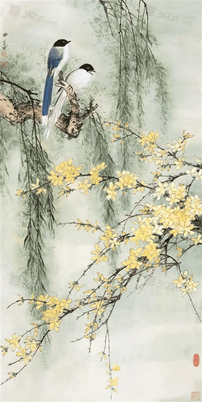 大师笔下迎春花春意盎然