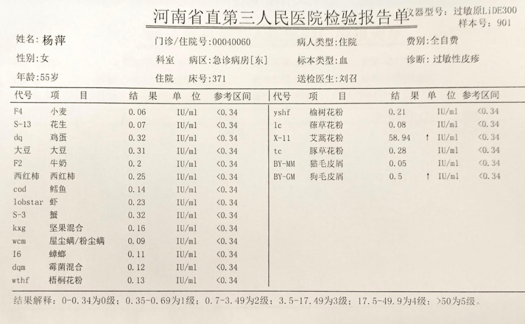 过敏原报告图片