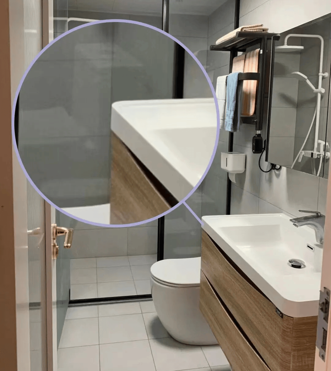 比如在床头放一个加高,加围挡的成品床头柜,尺寸比床高5cm左右,眼镜