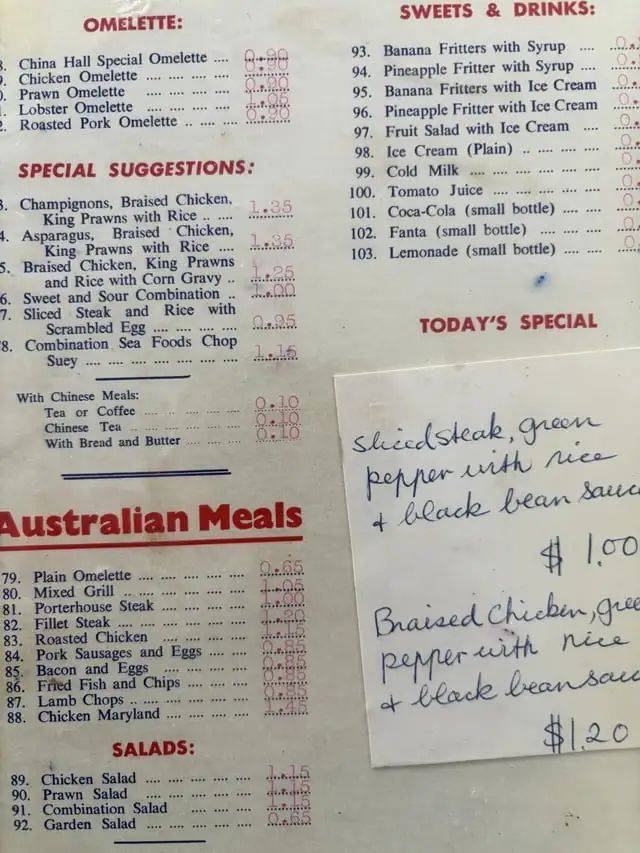 墨尔本一家中餐厅的老菜单被老外翻出，大家都不淡定了