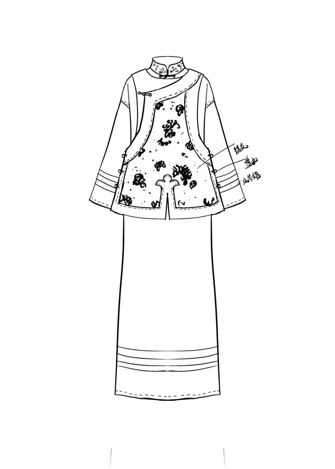 手绘效果图 | 民族/国风系列时装效果图,款式图