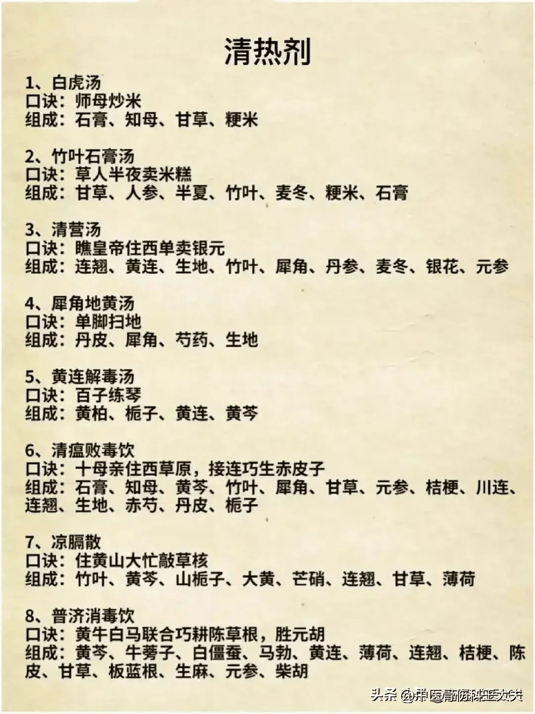 中药方剂组成口诀大全