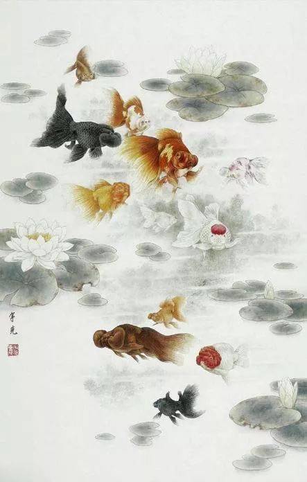 谭老师为你分享国画金鱼作品