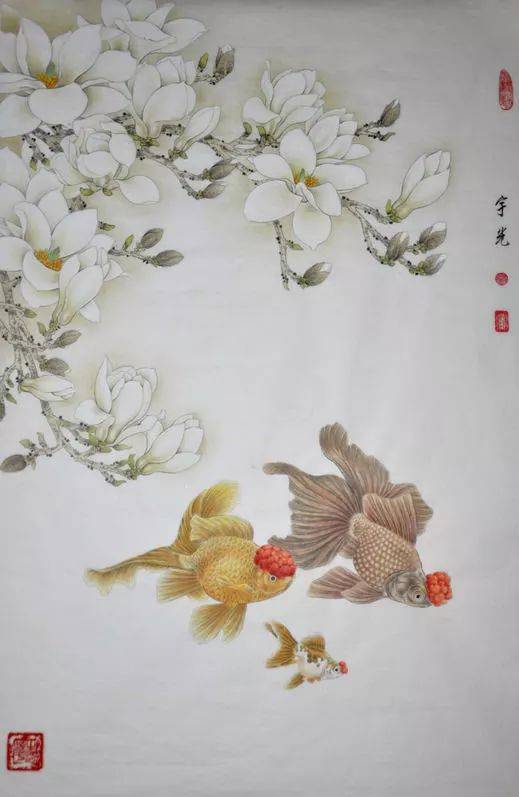 谭老师为你分享国画金鱼作品