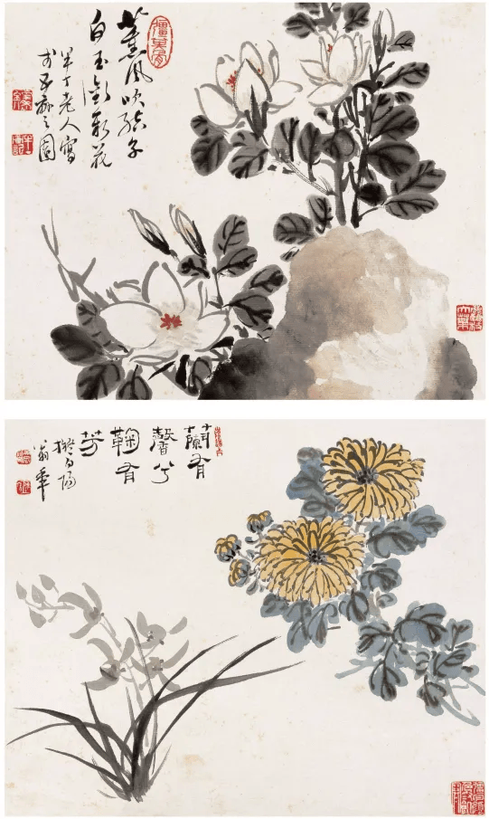 陈半丁花卉小品，脱俗有古趣!_吴昌硕_风格_花鸟画