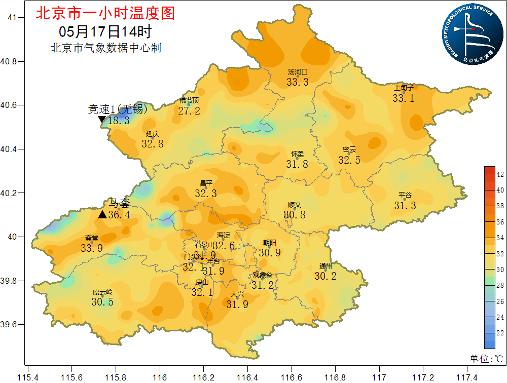 北京市气象台供图据北京市气象台预计,今天北京平原地区最高气温可达