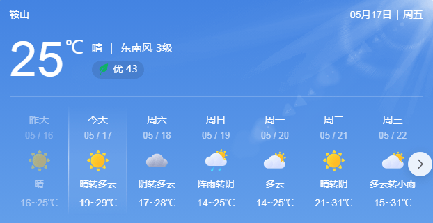 鞍山天气预报15天查询图片