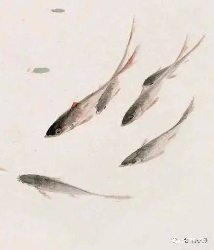 活灵活现的可爱小鱼图_田世光_国画_局部