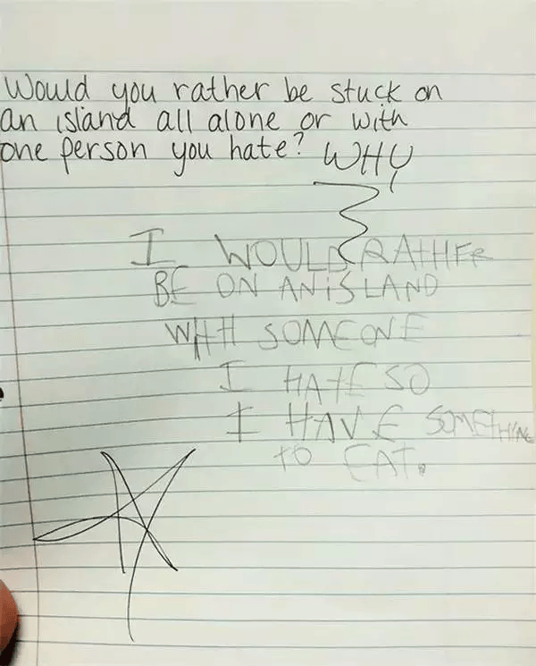 国外熊孩子上交的爆笑考试作业答案……哈哈哈,好像没毛病啊!