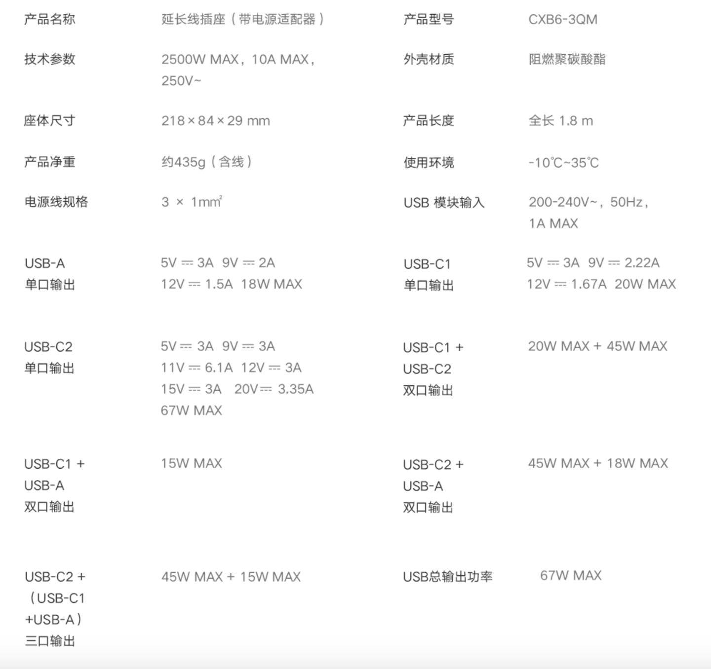 小米 67w 快充插线板上架:6 位电源插孔   2c   1a,售 99 元