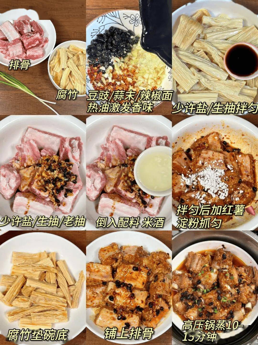 蒜苔炒肉沫!5.蒜香葱爆虾;4.辣炒小河虾;3.豆豉鱼;2.腐竹蒸排骨;1.