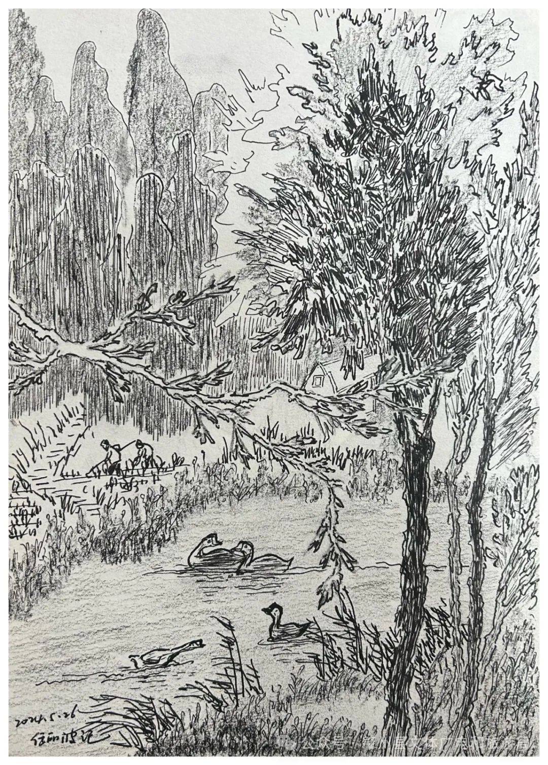 "我们的中国梦——文化进万家""肇州人画肇州"——绿茵遍野_速写_团队