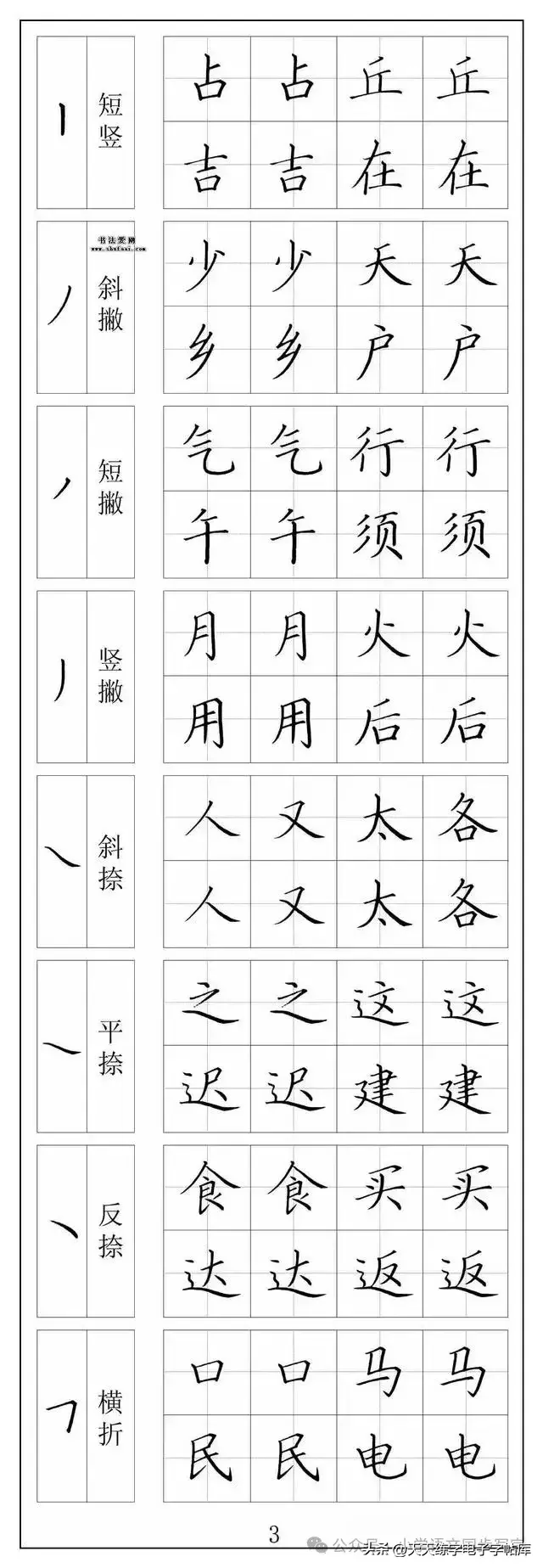 楷书笔画 偏旁部首入门字帖