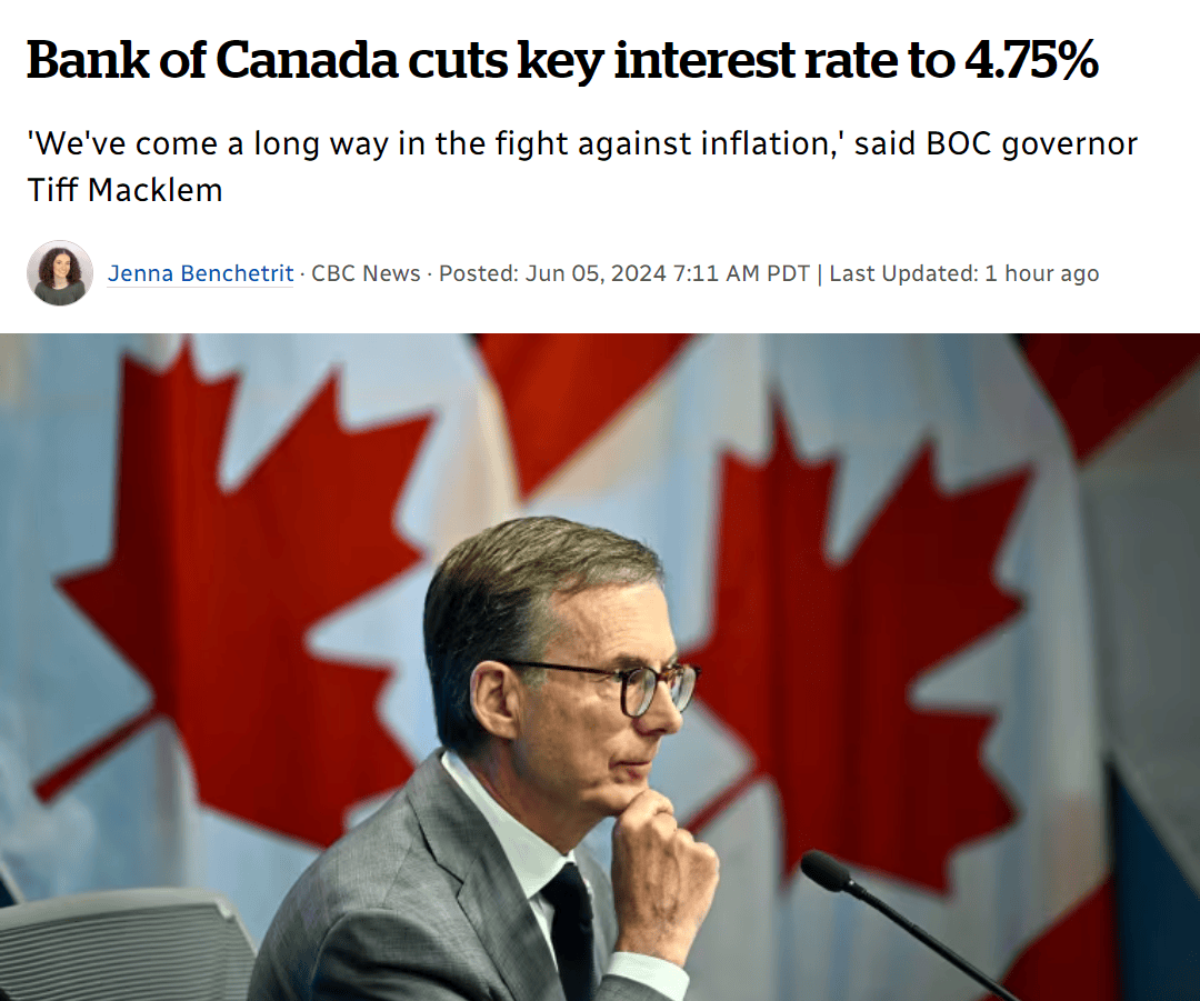 拐点来临！加拿大央行今天吹降息风7月或再降18个月内降至2.25%？_搜狐网