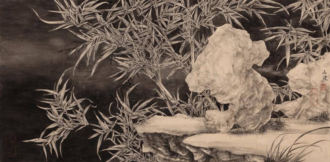 绢本设色38x86cm2024研习中国画的画家,几乎都会画"竹石图",看过马健