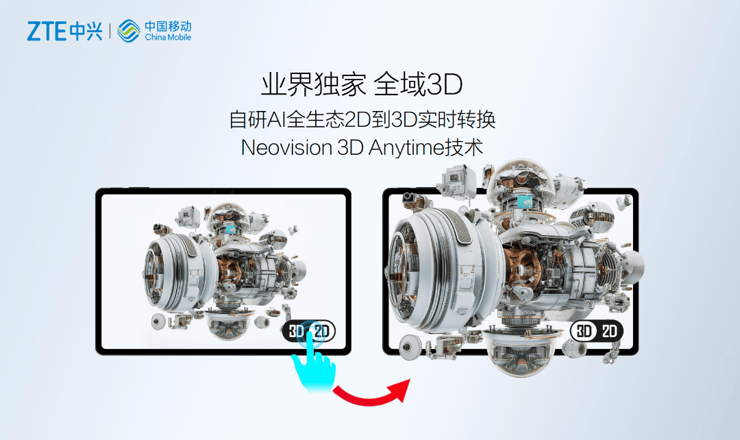 2024MWC上海 中兴联手中国移动发布业界独家AI普惠裸眼3D手机(图2)