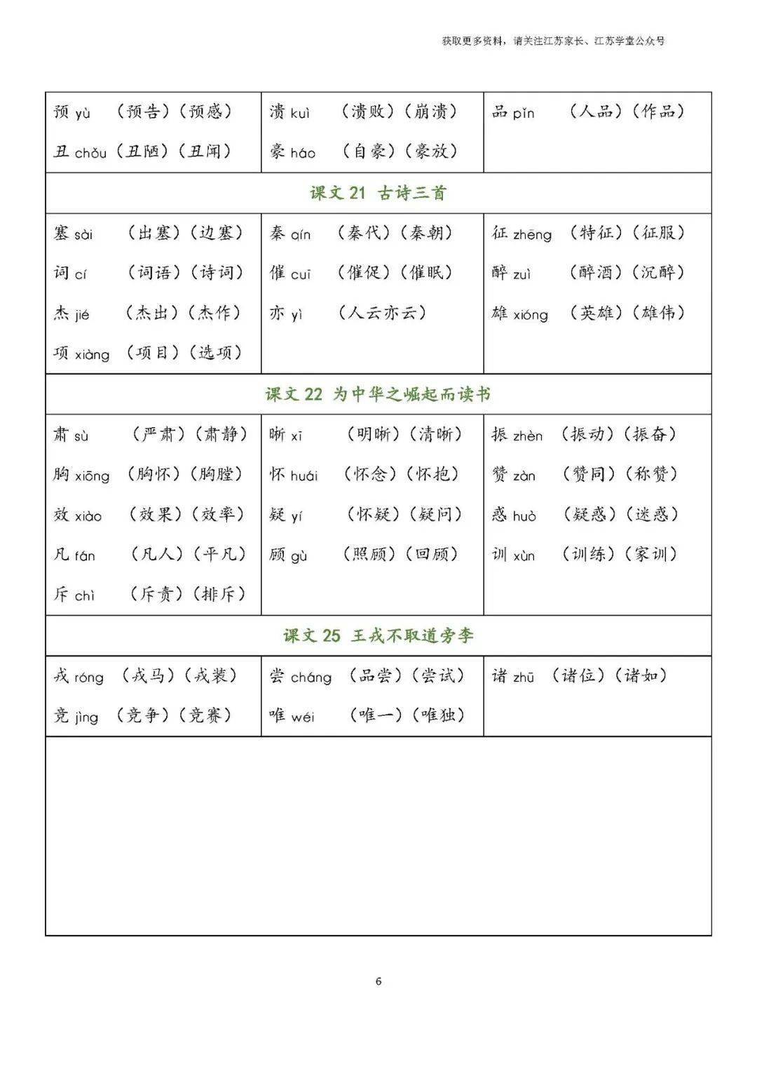 统编版语文四年级上册生字组词汇总