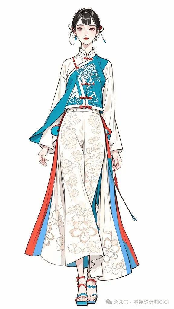 100款-国风新中式-服装效果图(线稿 上色 ai)