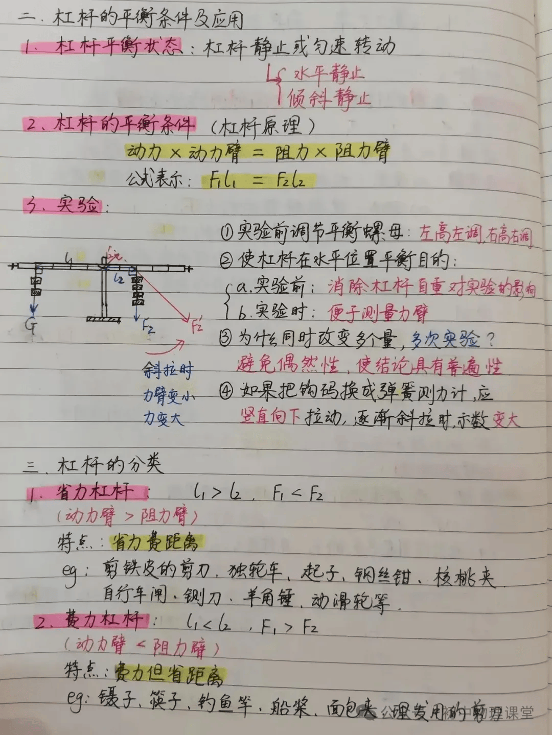 【物理笔记】八年级物理杠杆笔记