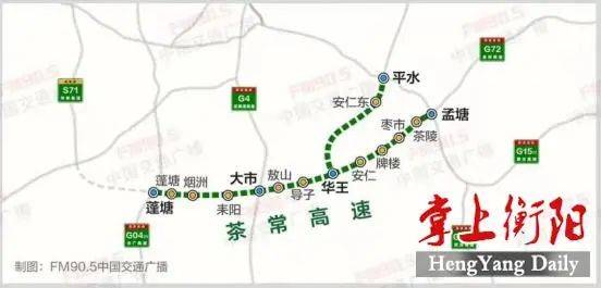 华王,耒阳市导子,大市,常宁市烟洲,止于常宁市蓬塘,接许广和常祁高速