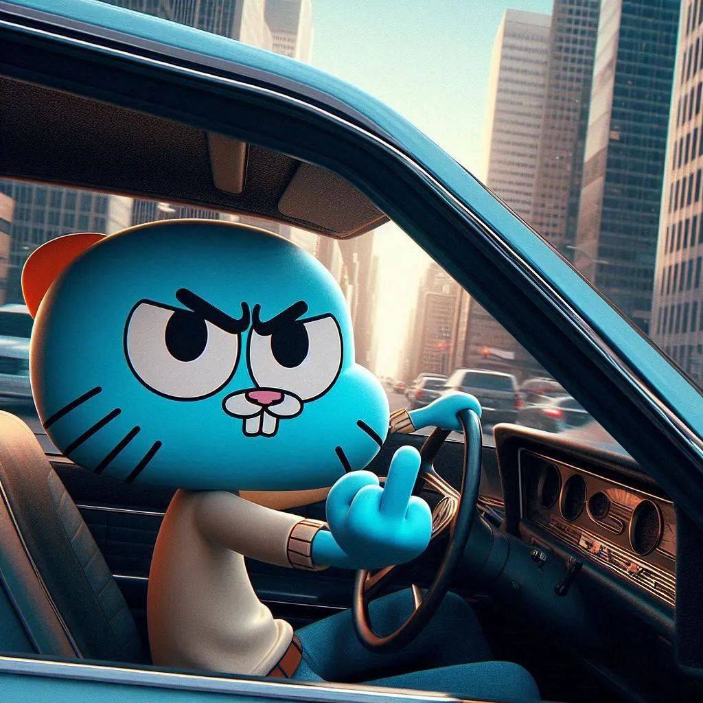 卡通角色开车头像!