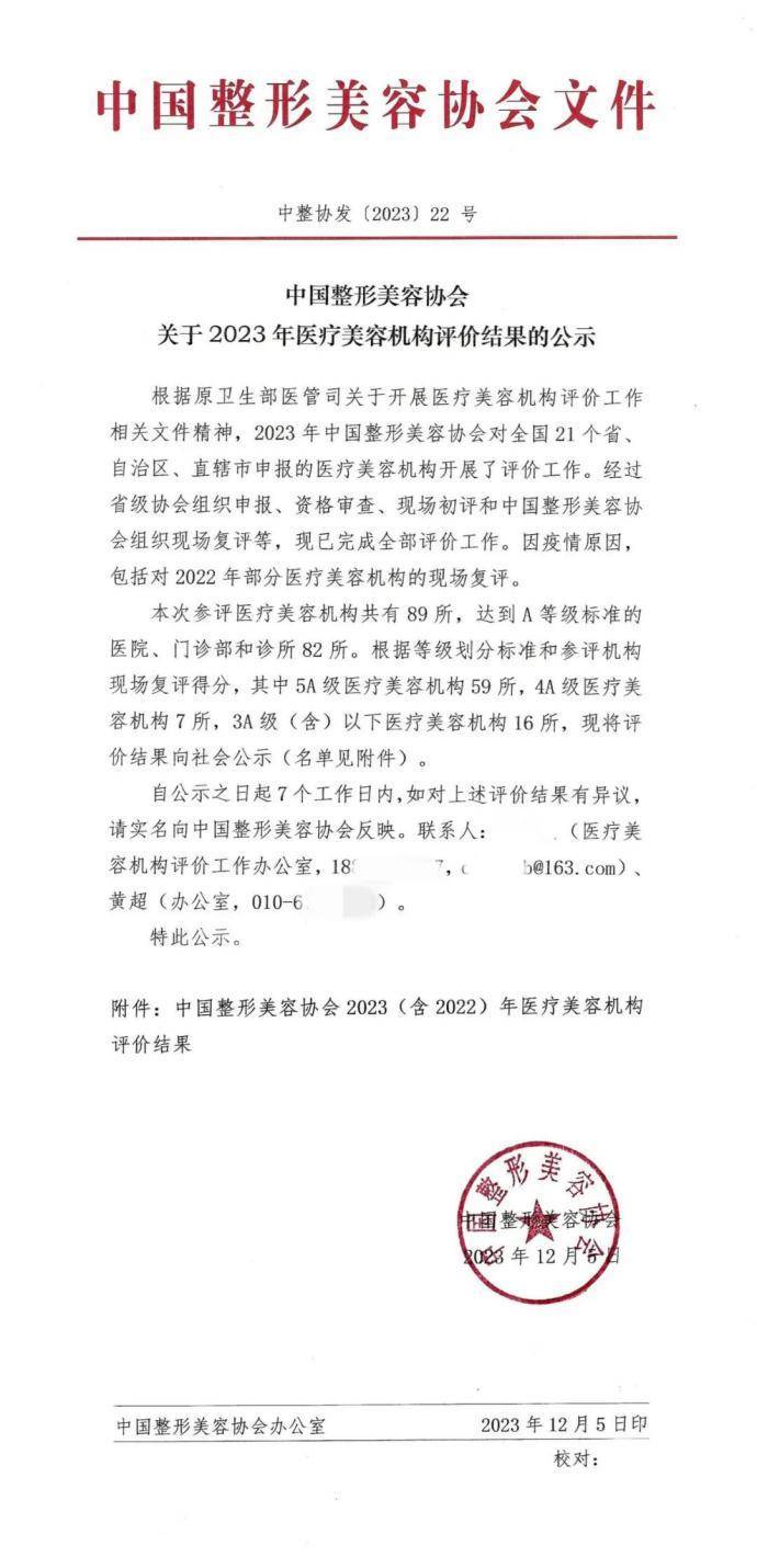 新疆整形美容医院通过了中国整形美容协会5A级医疗美容机构评价终评！