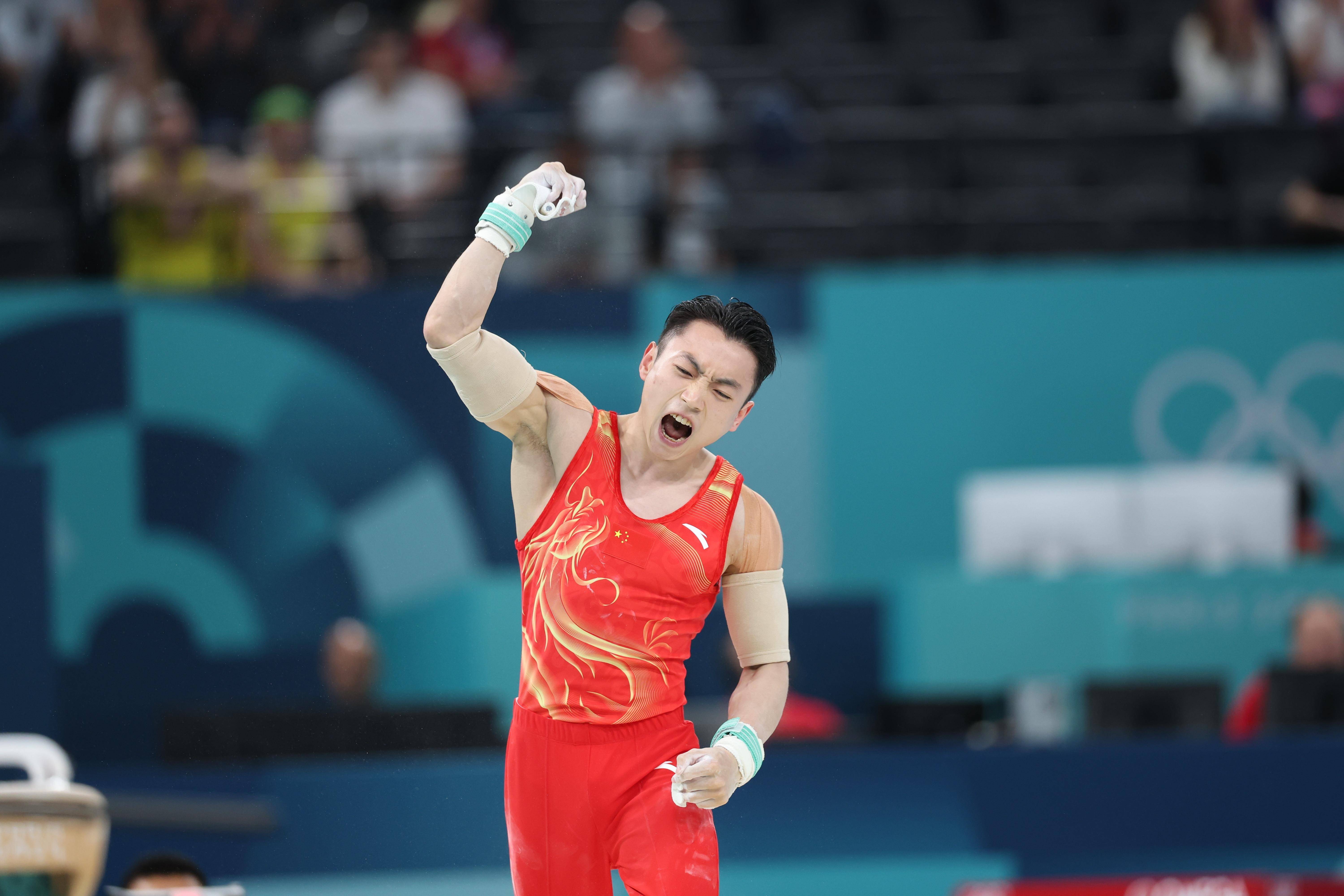 男子吊环:刘洋摘金卫冕成功!邹敬园摘银!_选手_中国_巴黎奥运会