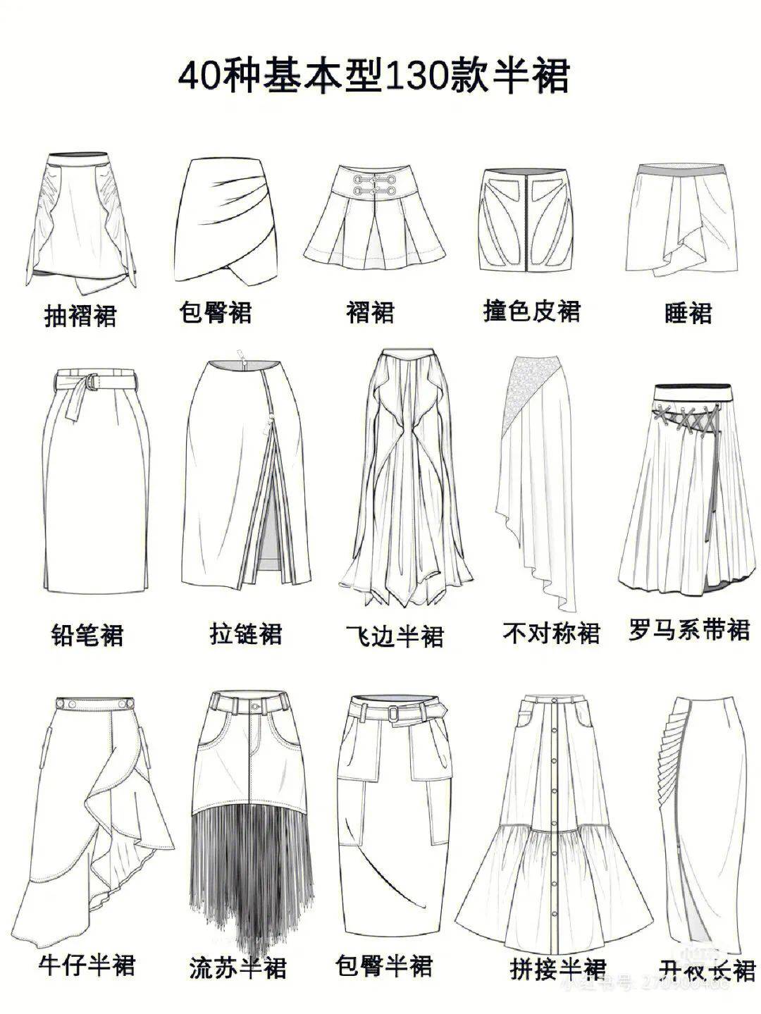 半裙,连衣裙款式图合集 | 130款半裙,136款连衣裙