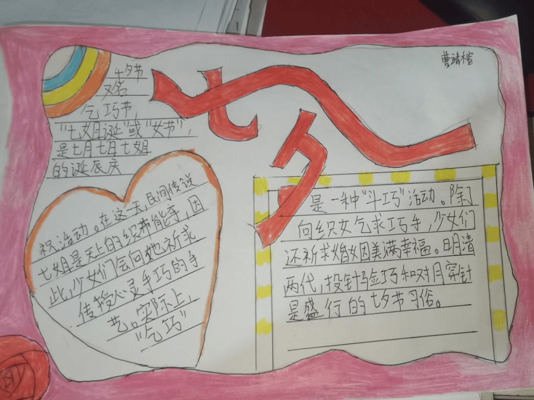 七夕节传统文化用一张张精美的手抄报,绘画,书法作品将"七夕节"的来源