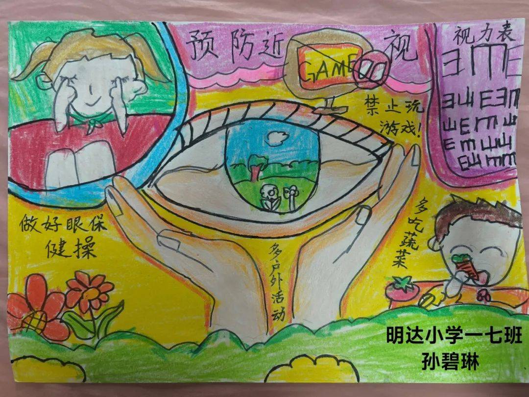 一年级的小朋友们用自己稚嫩的小手绘画出一张张可爱的画报,告诉我们