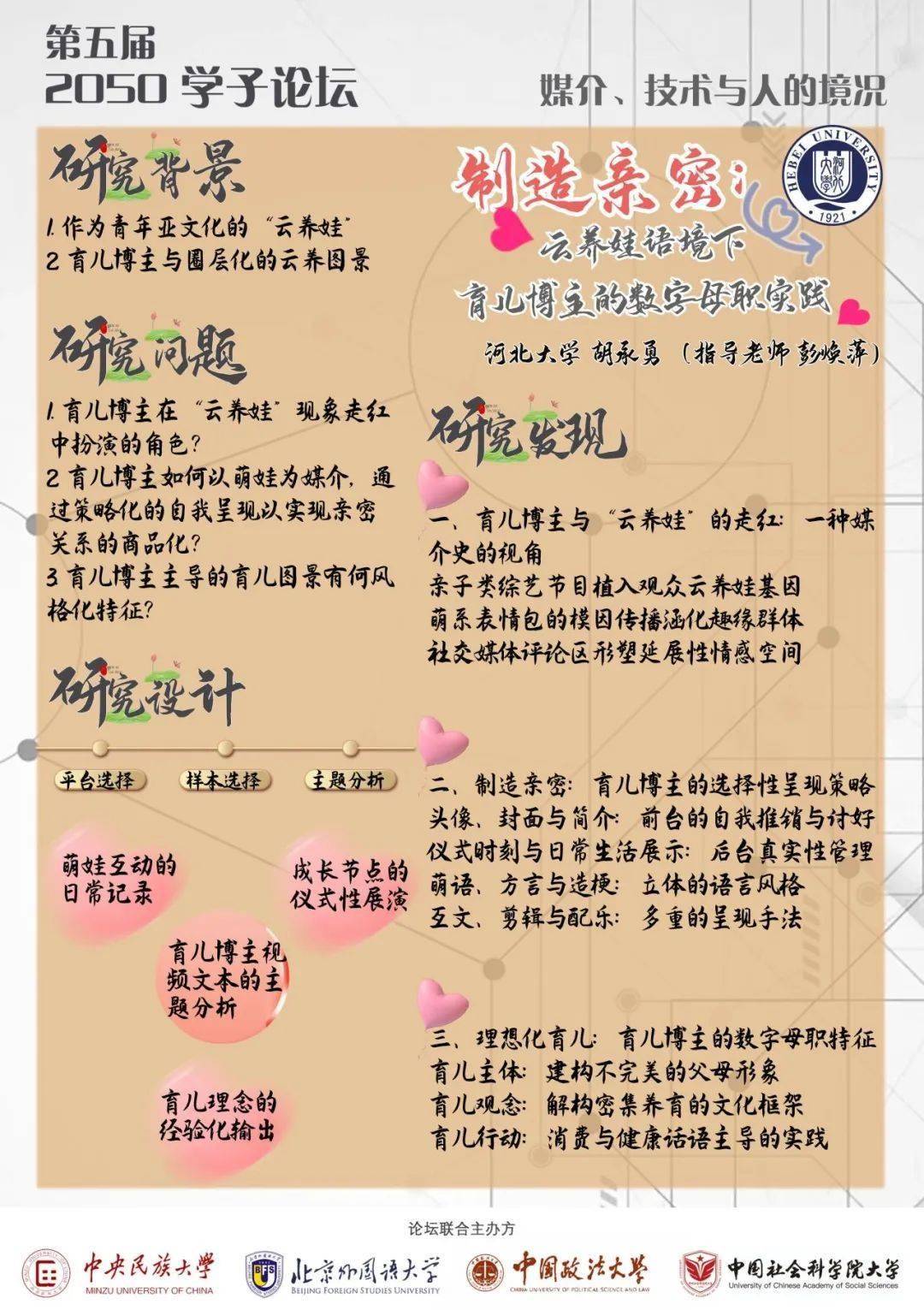 数字连接与社会关系本论坛特别设置了论文的学术海报展示环节,希望用