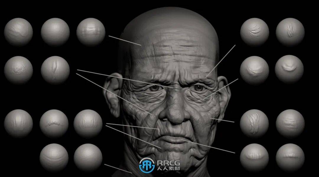 20组人类面部皮肤皱纹高清alpha纹理贴图合集_细节_素材_人人