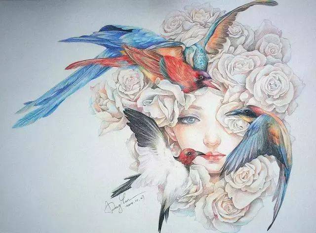 这些彩铅插画带着仙气,谁能不喜欢呀!