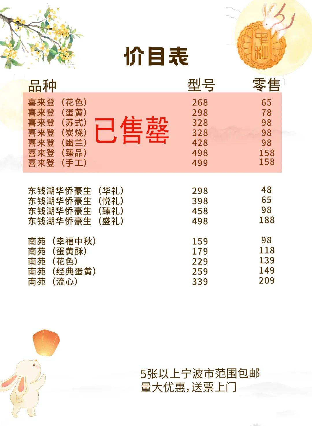 桂顺斋月饼价格表图片