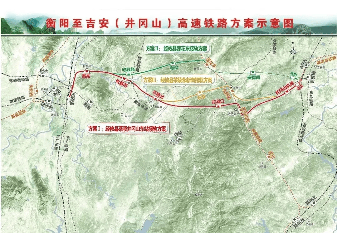 区别于目前已建成极度弯曲迂回的衡茶吉单线铁路,新规划的衡吉高铁