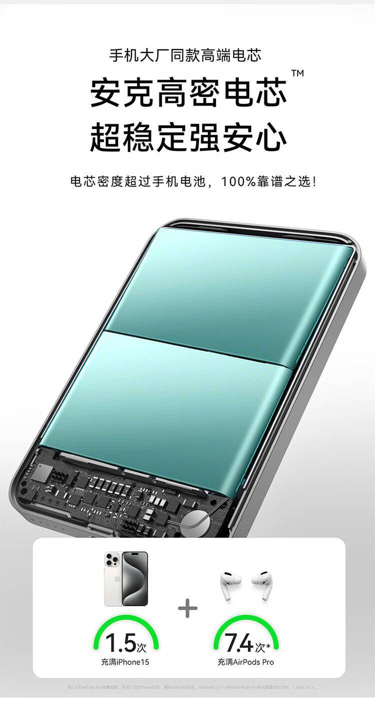 安克发布Qi2 15W无线充电宝：厚1.47cm/10000mAh，售399元 