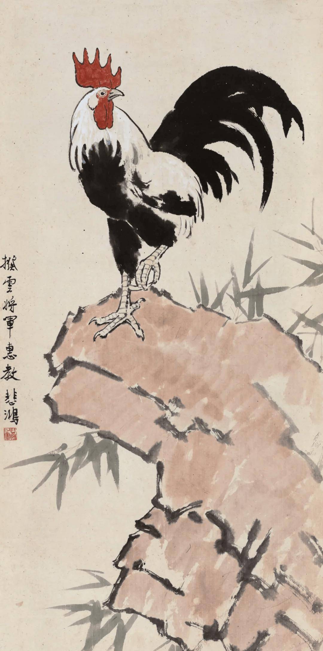 徐悲鸿画鸡,笔法精细严谨,蕴含深厚情感