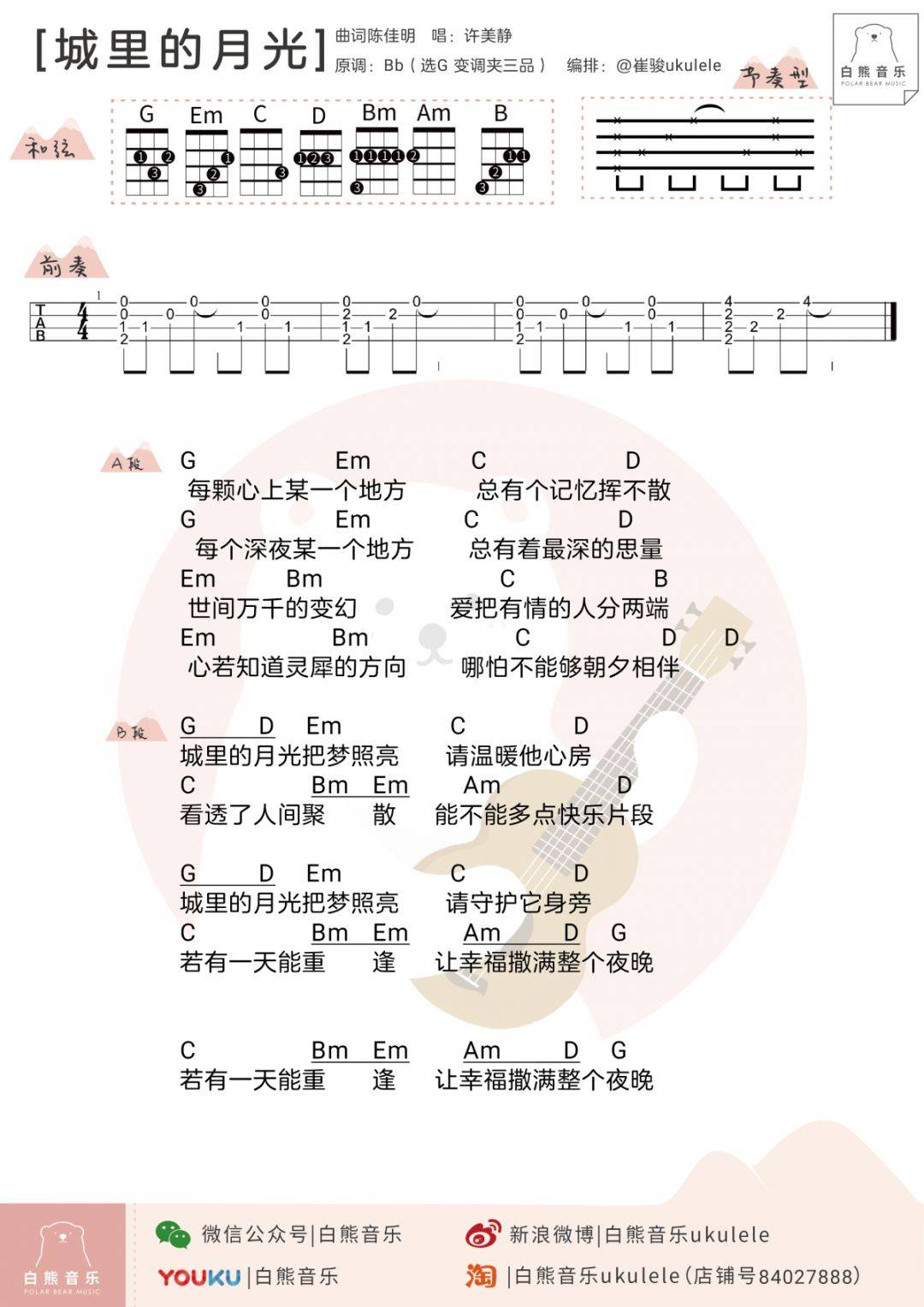 信仰尤克里里单手简谱图片