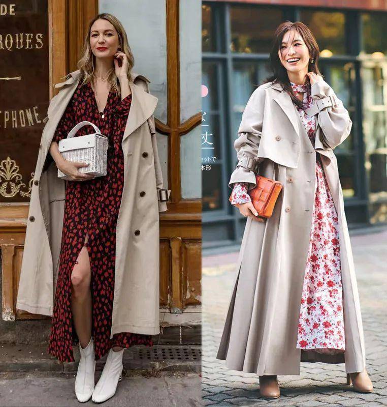 风衣搭配这4条裙子,太好看了!