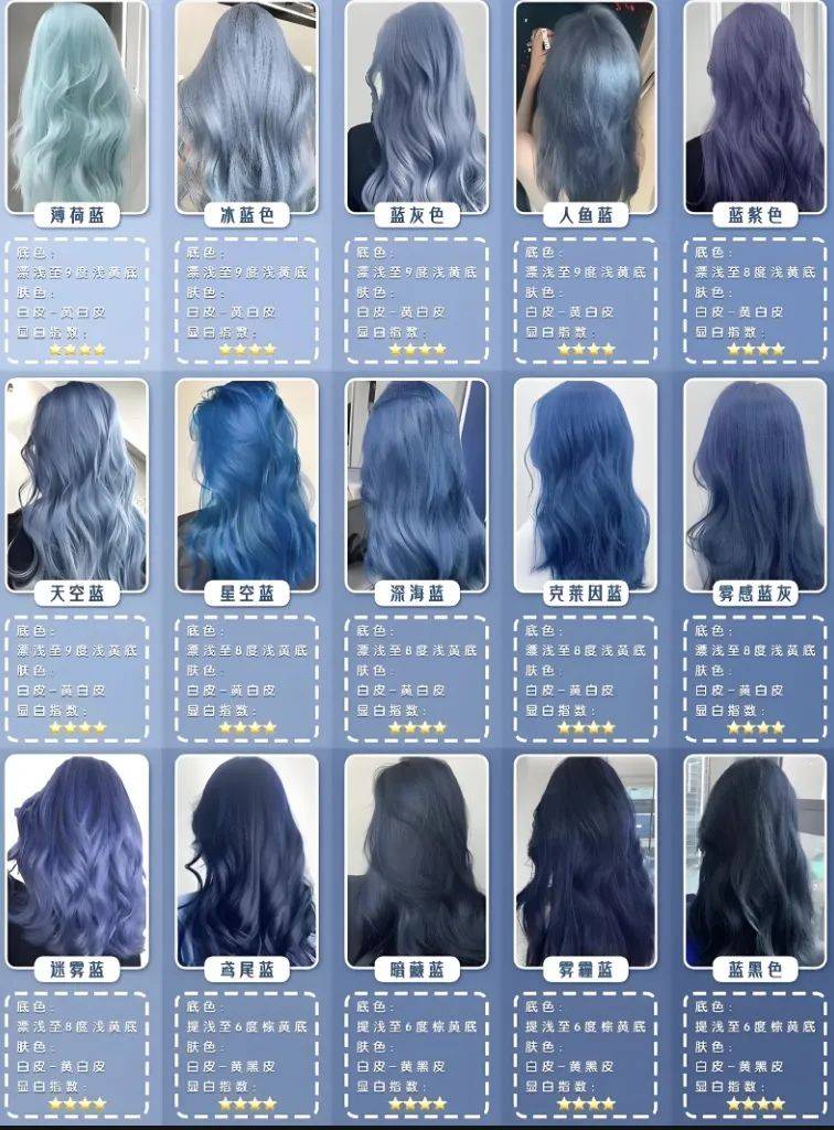 🩵梦幻蓝 冰蓝色 湖蓝色 蓝紫色🩵薄荷蓝 人鱼姬蓝 蓝灰色 人鱼蓝